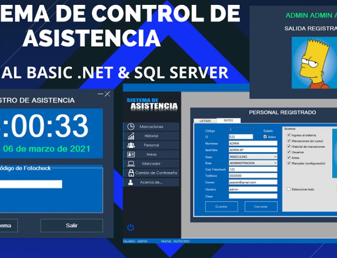Sistema de control de asistencia en Visual Basic .NET y SQL Server