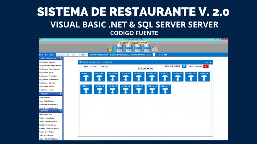 Dos Sistemas de restaurant en Visual Basic  NET, SQL Server V  2.0 y V 1.5